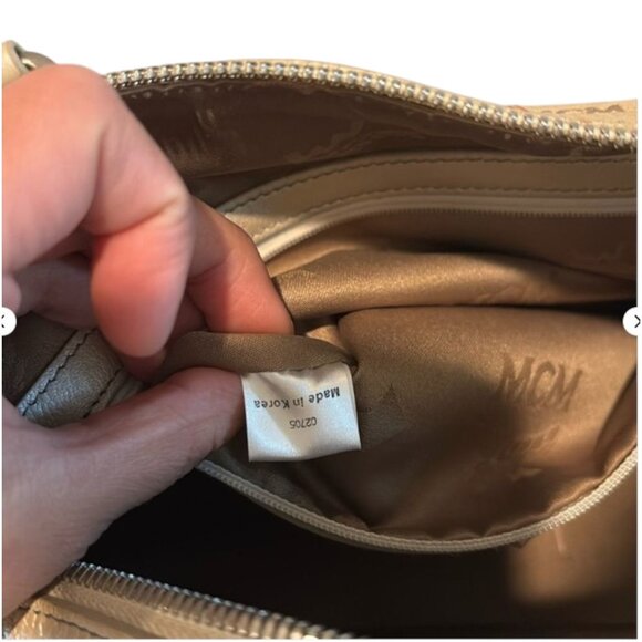 MCM Visetos Beige Leather Satchel Tote Handbag Purse Includes COA Vintage Logo - Picture 11 of 12